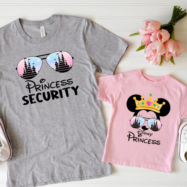 Camisas de seguridad de la princesa de Disney, camiseta de la princesa de Disney, camisas de papá nuevo, regalo de papá de su hija, camisas familiares de Disneyland, viaje de Disney