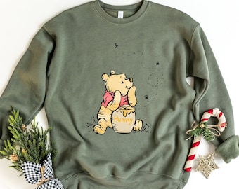 Camisa Vintage Pooh, camisa mínima de Winnie The Pooh, camisa de viaje de Disney, camisa a juego de la familia Disney, sudaderas Winnie the pooh, sudadera con capucha pooh