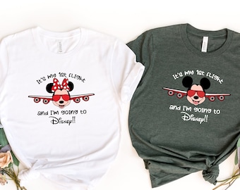 Camisa de primer vuelo de Disney Mickey y Minnie, es mi primer vuelo y voy a la camisa de Disney, camisa a juego de la familia Disney, camiseta de viaje de Disney