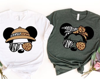Animal Kingdom Safari couple shirts, Disney Mickey Minnie safari mode, couple shirt, Disney Safari couple shirts, Disney couple gift tees