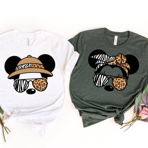 Animal Kingdom Safari couple shirts, Disney Mickey Minnie safari mode, couple shirt, Disney Safari couple shirts, Disney couple gift tees image 1