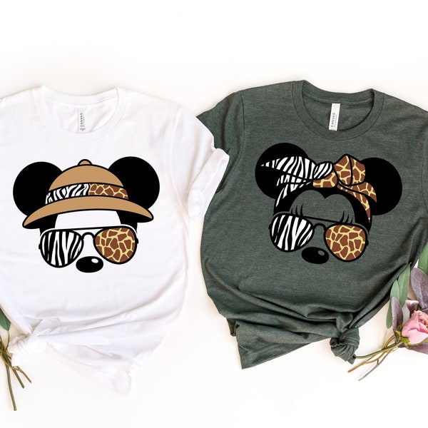 Animal Kingdom Safari couple shirts, Disney Mickey Minnie safari mode, couple shirt, Disney Safari couple shirts, Disney couple gift tees