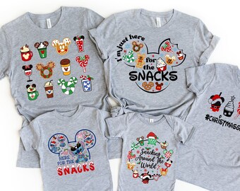 Aperitivos de Disney Christmas Stitch, camiseta de Disney Snack alrededor del mundo, camiseta de bebida de Disney, camiseta de Navidad de Disney, Estoy aquí para las camisetas de Disney