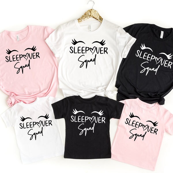 Sleepover Squad Shirts, Birthday Shirt, Slumber Party Shirts, Girls Party Shirts, Teen Birthday Party, Sleepover Pajama Shirts, Friends gift
