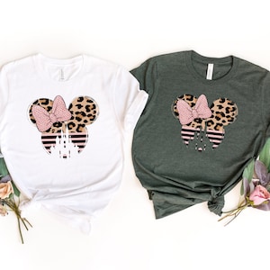 Minnie Mouse Leopard T-Shirt, Disney Leopard T-Shirt, Matching Family Shirts, Disney World Shirt, Womens Disney Shirt, Disney Castle Tshirt