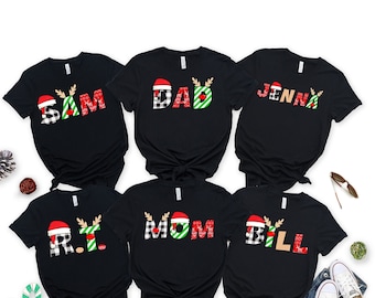 Camisas de Navidad Familiares, Camisas Familiares Personalizadas, Camisetas Familiares Divertidas, Camisa de Navidad A Juego, Camisa de regalo familiar personalizada de renos