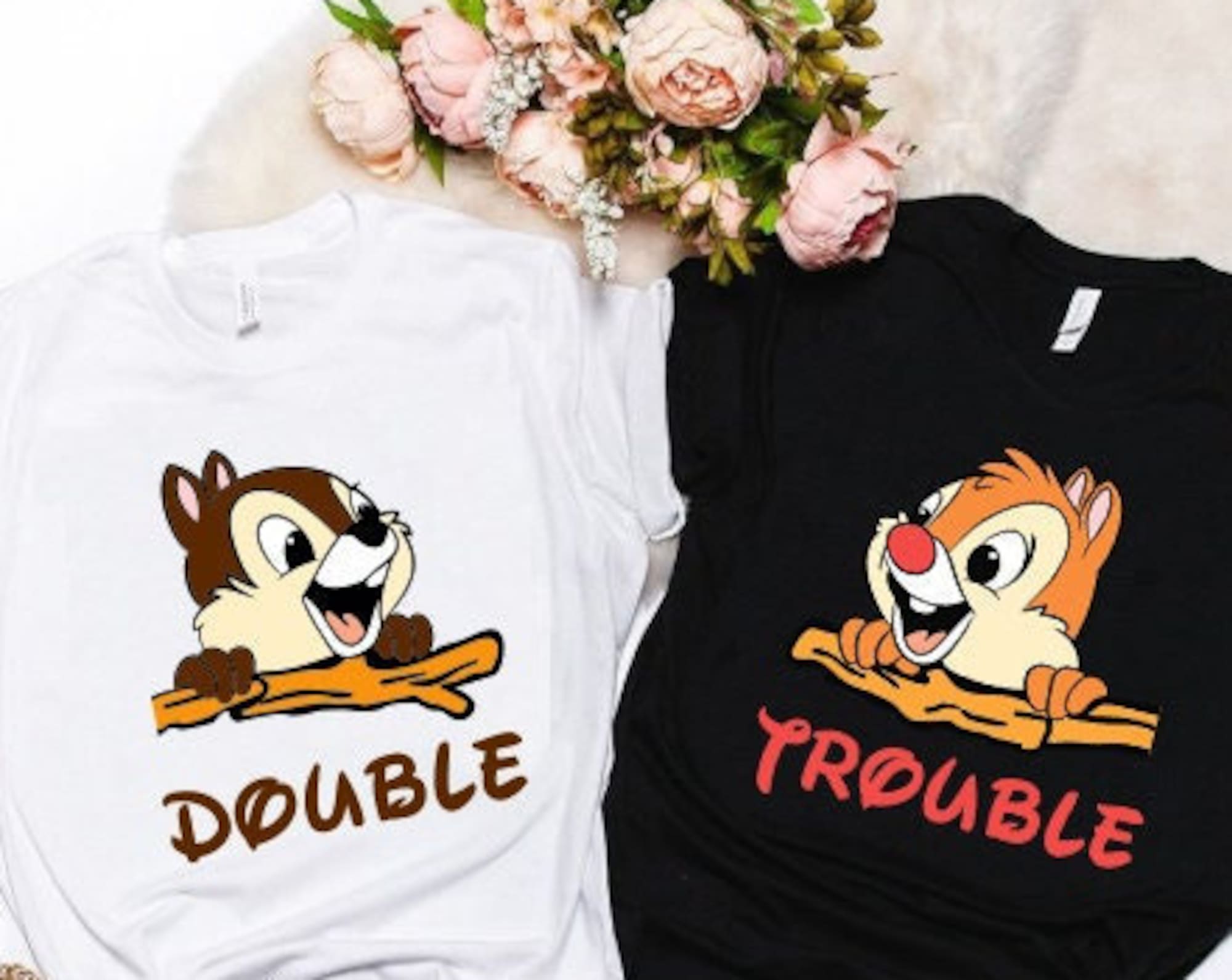 Discover Camiseta Chip y Dale Doble Problema Dibujos Animados Divertido para Hombre Mujer