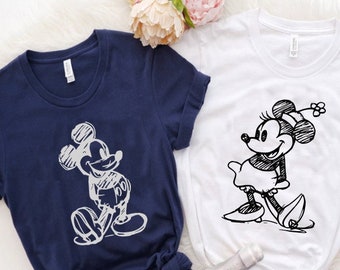 Vintage Mickey and Minnie Shirt, Mickey Sketch, Minnie Sketch, Vintage Mickey Minnie, Disney Family Vacation, Disney Kids shirt, Disneyworld
