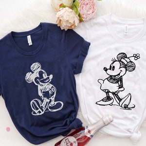 Vintage Mickey and Minnie Shirt, Mickey Sketch, Minnie Sketch, Vintage Mickey Minnie, Disney Family Vacation, Disney Kids shirt, Disneyworld