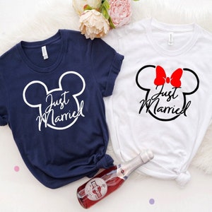 Just Married Minnie and Mickey Shirt,Disney Matching Couple Tee,Disney Wedding Matching Tee,Matching Disney,Bride and Groom Gift