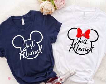 Just Married Minnie and Mickey Shirt,Disney Matching Couple Tee,Disney Wedding Matching Tee,Matching Disney,Bride and Groom Gift
