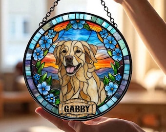 Custom Dog Photo Suncatcher, Stained Glass Pet Window Ornament, Personalized Dog Memorial Gift, Pet Lover Window Decor, For Dog Lovers Gift