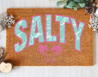 Salty Doormat, Beach Welcome Mat, Coastal Coir Doormat, Summer Beach House Decor, Outdoor Entry Rug, Funny Salty Door Mat, Housewarming Gift