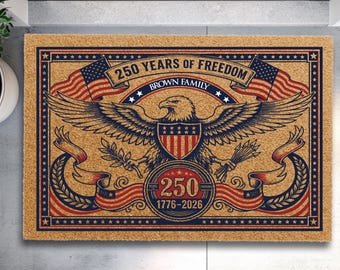 250 Years of Freedom Doormat, USA 1776–2026 Anniversary Eagle Welcome Mat, Patriotic American Flag Front Porch Decor Rug, 4th of July Gift