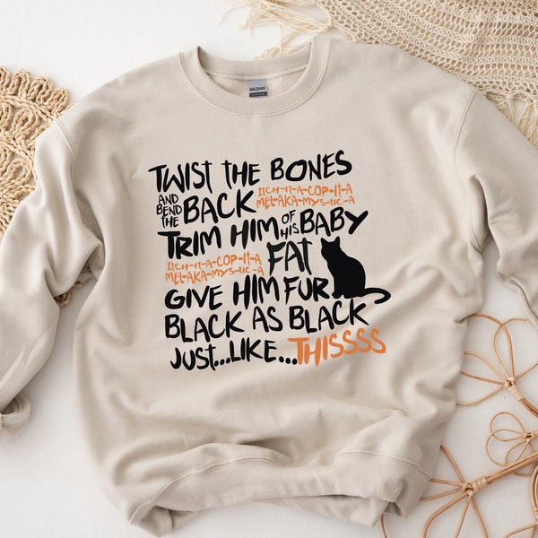 Twist The Bones sudadera regalo para Halloween, sudadera de gato de Halloween, sudadera de gato negro, ropa de Halloween, sudadera Hocus Pocus