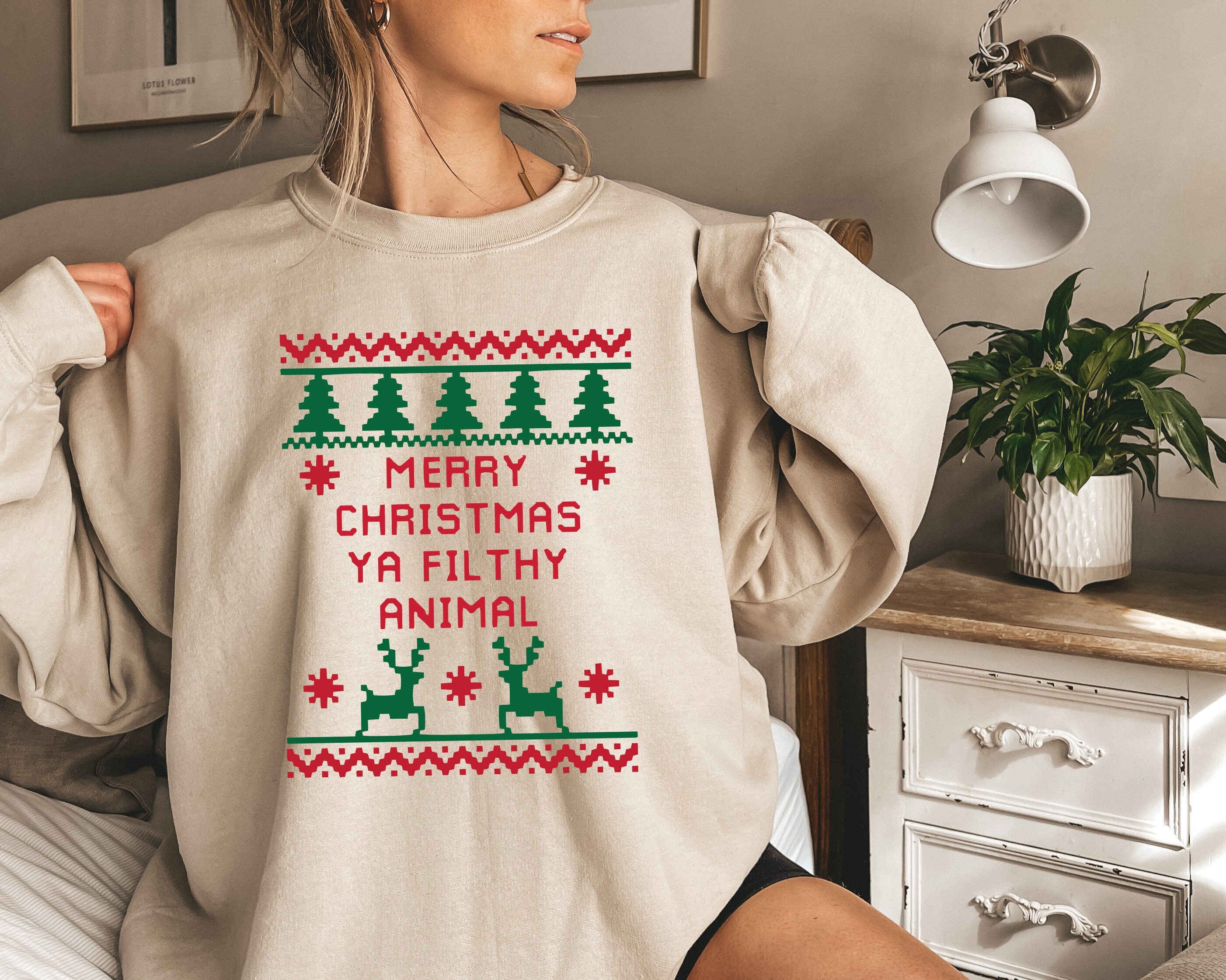 Merry Christmas Ya Filthy Animal Christmas Sweatshirt Filthy - Etsy