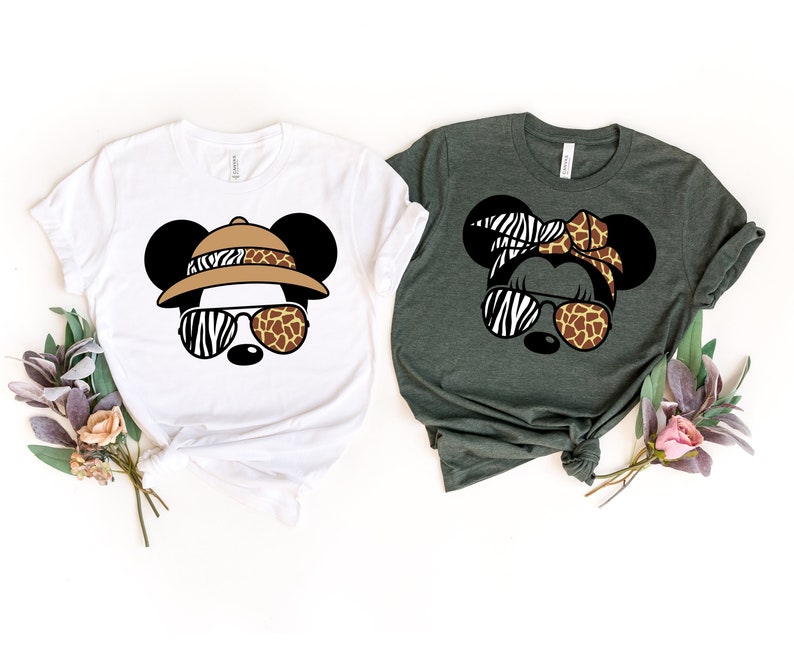 Animal Kingdom Safari couple shirts, Disney Mickey Minnie safari mode, couple shirt, Disney Safari couple shirts, Disney couple gift tees image 1