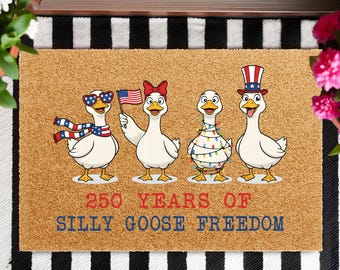 250 Years of Freedom Doormat, Patriotic Goose Welcome Mat, America 250 Decor, Independence Day Porch Rug, Fourth of July Housewarming Gift