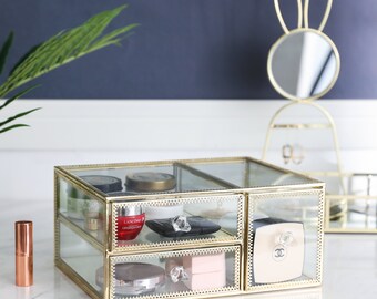 Glass Makeup Storage Etsy