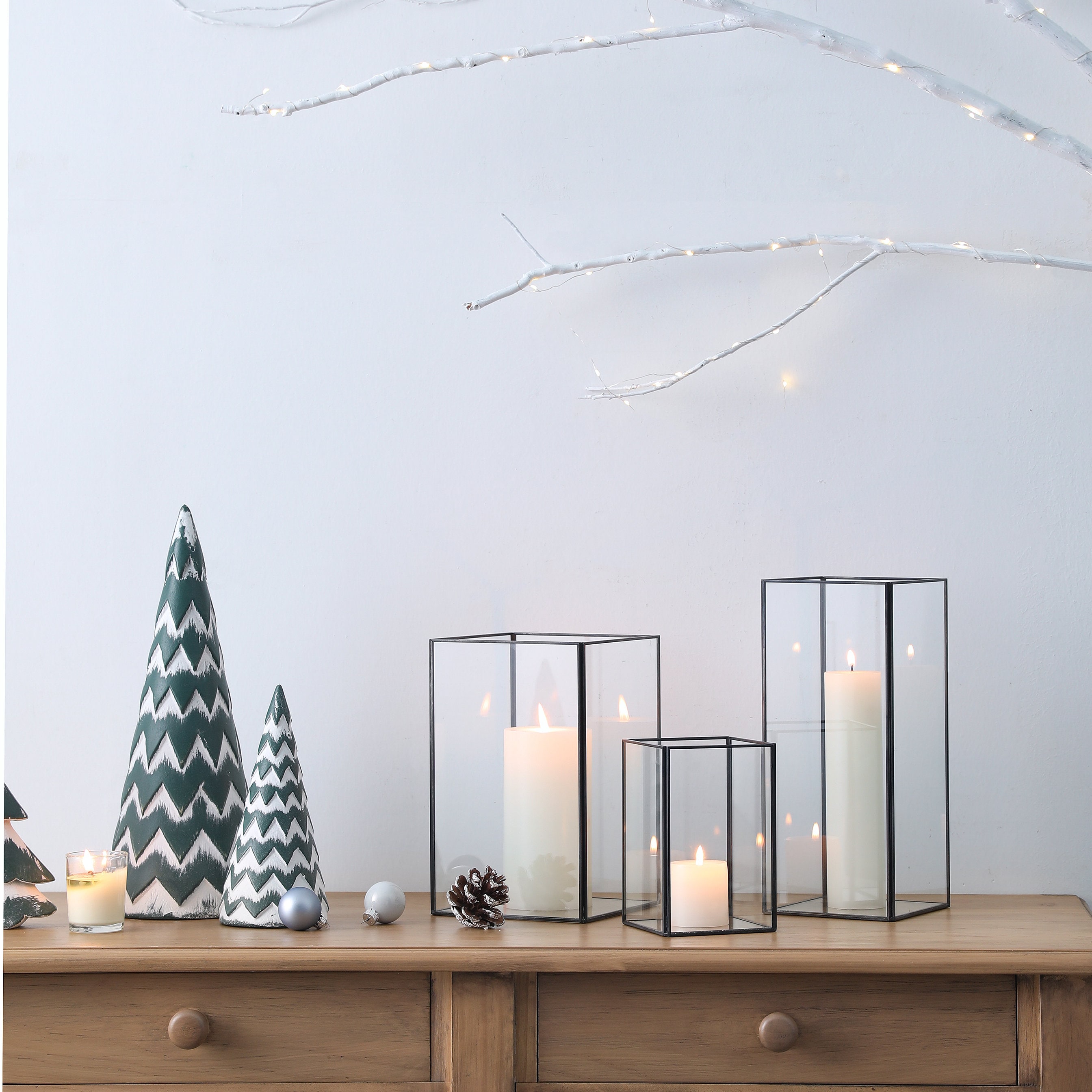 Set of 3 Square Glass Hurricane Candle Holders Clear Tempered Etsy UK