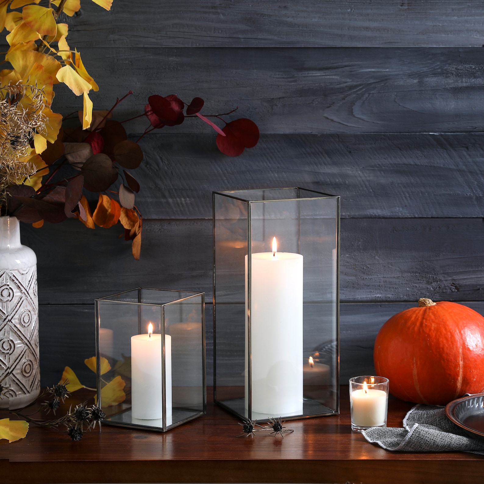 Set of 3 Square Glass Hurricane Candle Holders Etsy