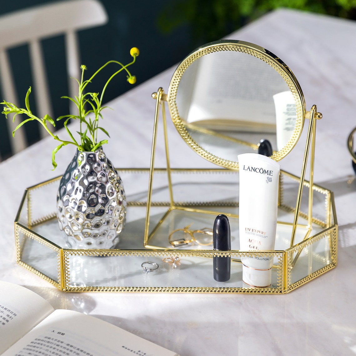 Exquisite Style Gold Makeup Tray for Vanity Glass Jewellery Etsy