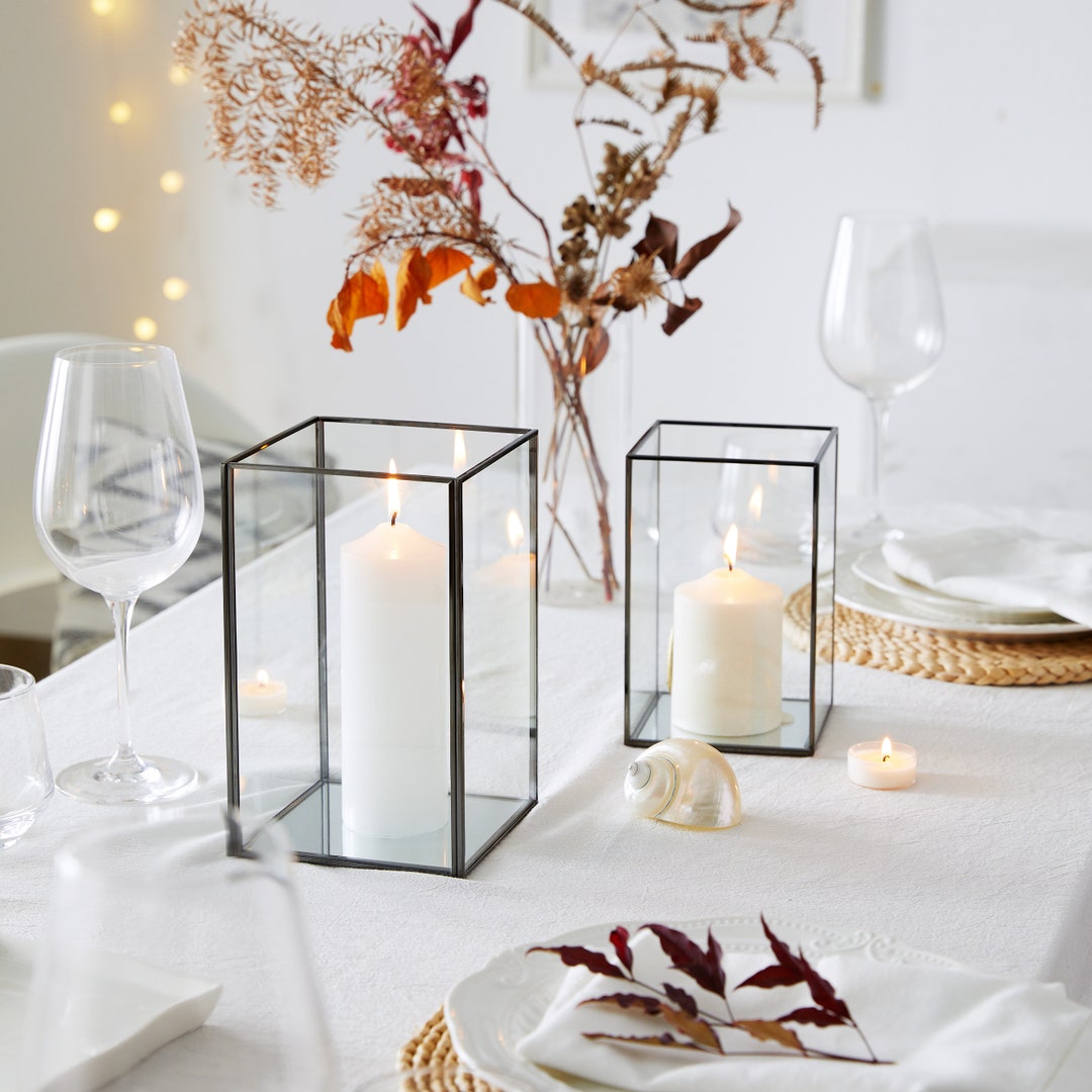 Glass Hurricane Candle Holders Etsy