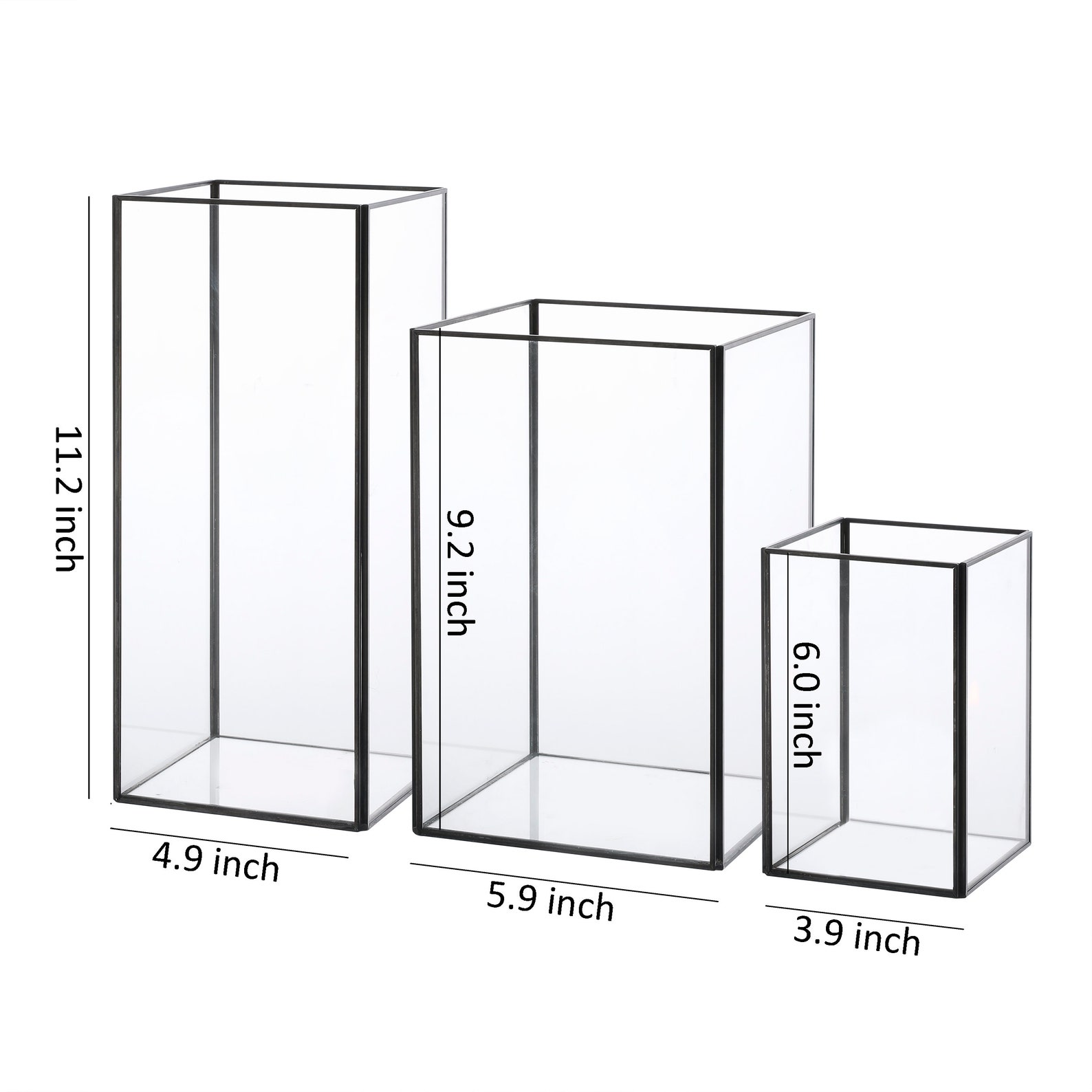 Set of 3 Square Glass Hurricane Candle Holders Clear Tempered Etsy