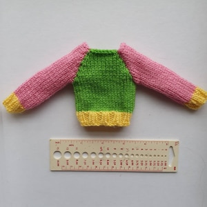 Hand knitted sweater/jumper for 17 inch tall/ Frightfully tall Monster high and Ever after high dolls In pink, yellow and green