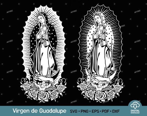 Virgen de Guadalupe SVG PNG File, Virgin of Mexico Svg, Mother Mary Svg, Lady of Guadalupe Svg Cut file for Cricut Png Sublimation 2 Design