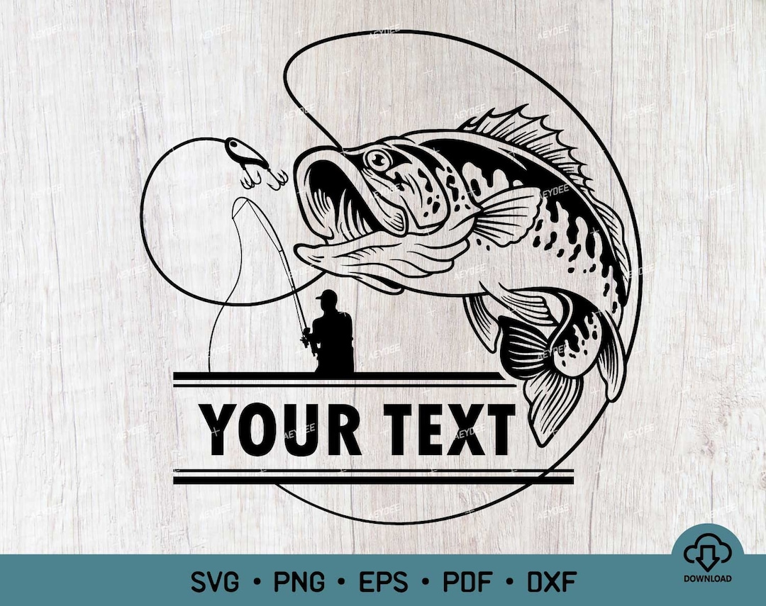 Split Bass Fishing for Custom Text, Split Bass Monogram Svg, Bass