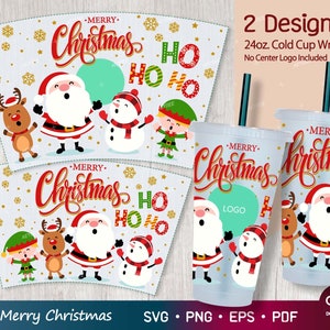 Merry Christmas Venti Cold Cup 24oz. Svg Png, Christmas Santa Claus 24oz Cold Cup, Christmas Crew, Xmas Cold Cup 2 Designs No Hole Included