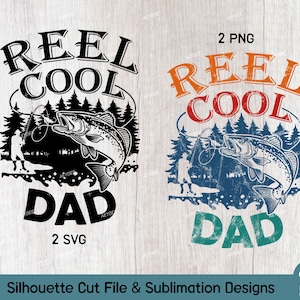 Reel Cool Dad Png und SVG-Dateien, Papa Angeln Shirt SVG Png, Angeln Digital Download, Vatertag Vintage digitale Designs für Sublimation