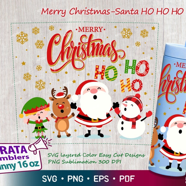 Merry Christmas Strata Skinny Tumbler 16oz, Santa Elf and Reindeer Svg for Strata Cup, Xmas Crew Svg, Christmas for Strata Skinny Tumbler