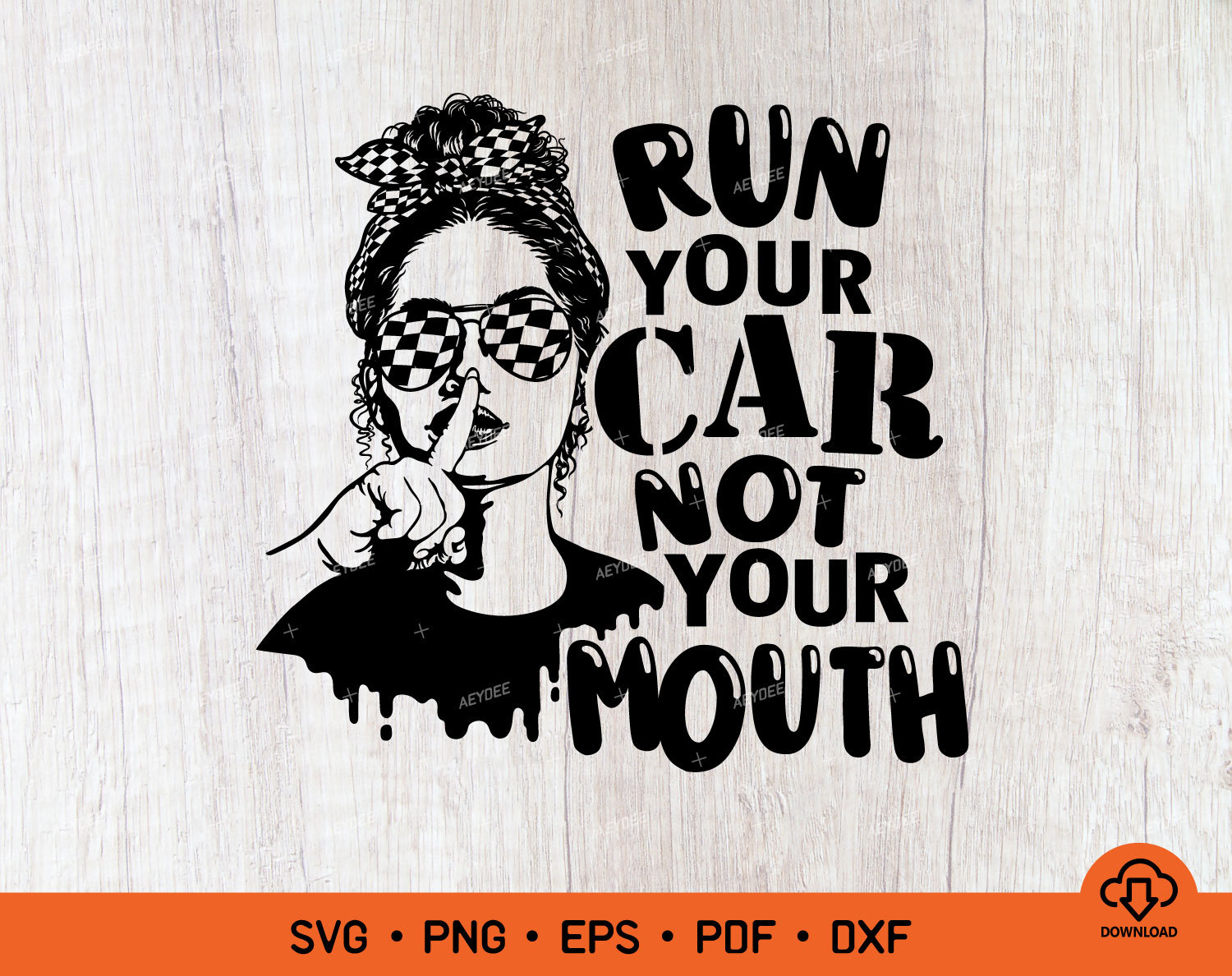 口ではなく車を走らせろ SVG、メッシーバン レーシングライフ SVG、メッシーバン チェッカーフラッグ SVG PNG EPS 昇華転写と Cricut 用デザイン