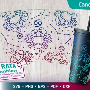 Cancer - Zodiac - Horoscope Svg for Strata Tumblers 22 oz, Zodiac Sign Strata Cup Svg, Constellation Svg for Strata Cup file for Cricut