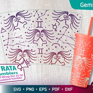 Gemini - Zodiac - Horoscope Svg for Strata Tumblers 22 oz, Zodiac Sign Svg, Constellation Svg for Strata Cup