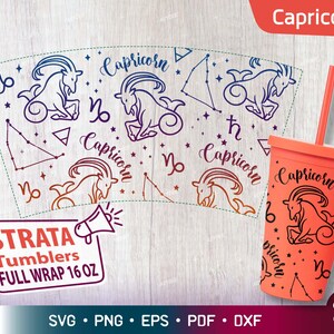 Steenbok - Zodiac - Horoscoop Svg voor Strata Tumblers 16 oz, Zodiac Sign Svg, Constellation Svg voor Strata Cup 16 0z