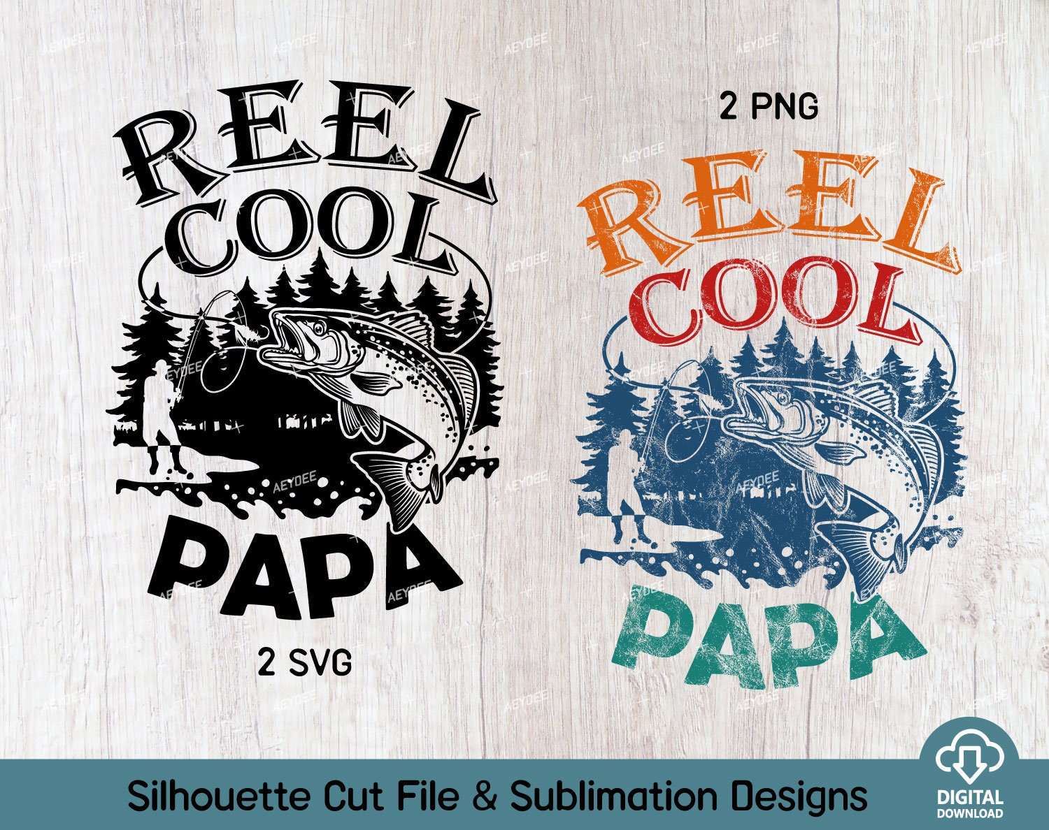 Reel Cool Papa Png and Svg Files, Papa Fishing Shirt Svg Png, Fishing  Digital Download, Father's Day Fishing Vintage Designs for Sublimation 