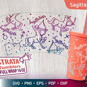 Sagitário - Zodíaco - Horóscopo Svg para Strata Tumblers 16 onças, Signo do Zodíaco Starta Svg, Constellation Strata Cup Svg Arquivo de corte para Cricut