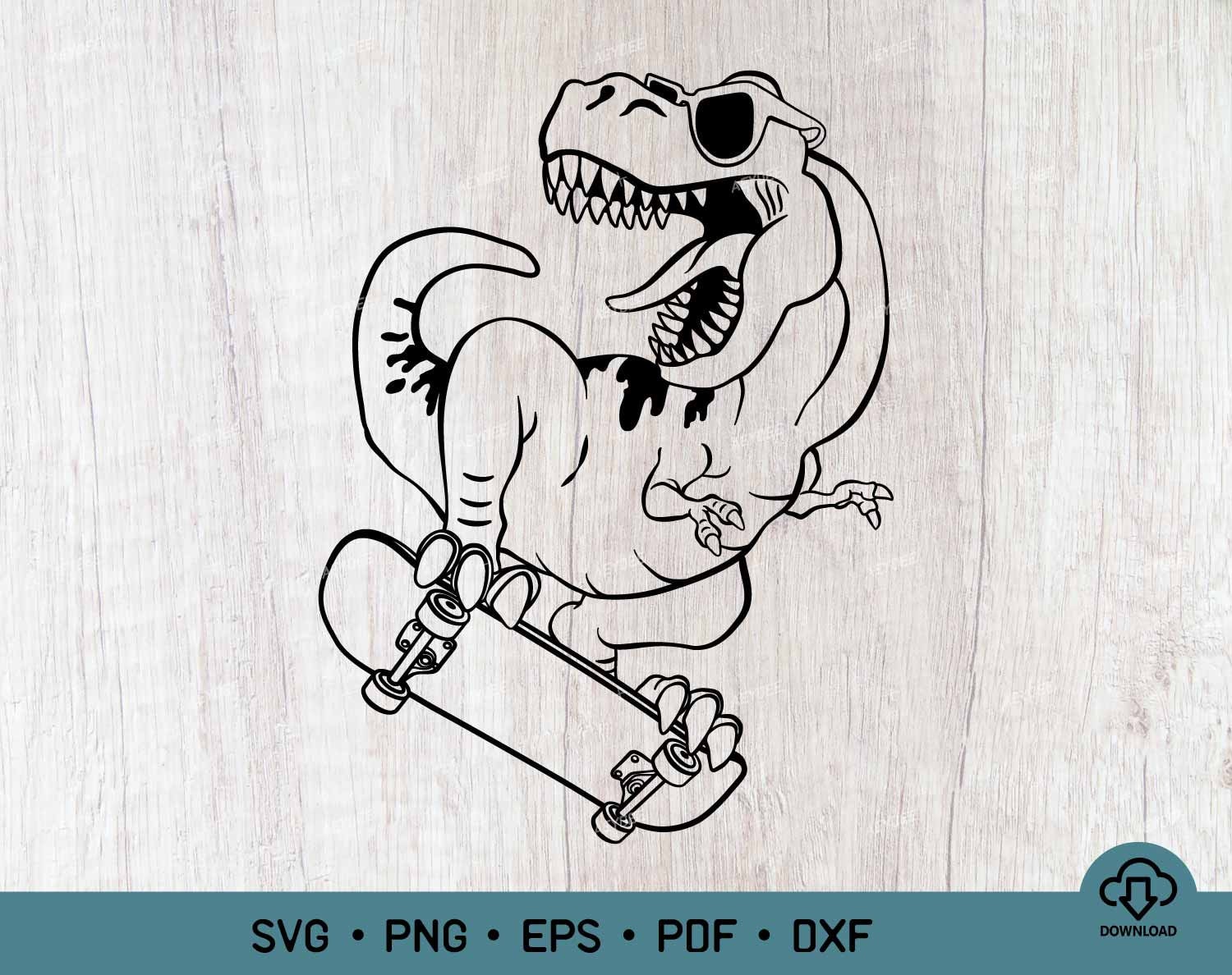 Trex Skateboarding Dinosaur on Skateboard Trex on Etsy