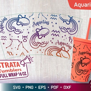Waterman - Dierenriem - Horoscoop Svg voor Strata Tumblers 16 oz, Zodiac Sign Strata Cup Svg, Sterrenbeeld Svg voor Strata Cup