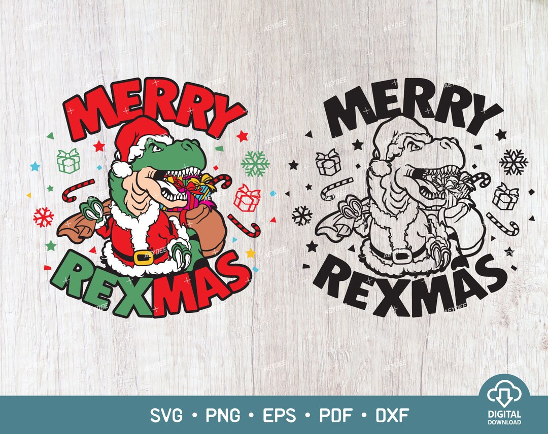 Rexmas Merry Rexmas Svg Png, Christmas Dinosaur Svg Png, Santa T-rex Svg Png ...