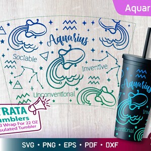 Waterman - Zodiac - Horoscoop Svg voor Strata Tumblers 22 oz, Zodiac Sign Svg, Constellation Svg voor Stratum Cup