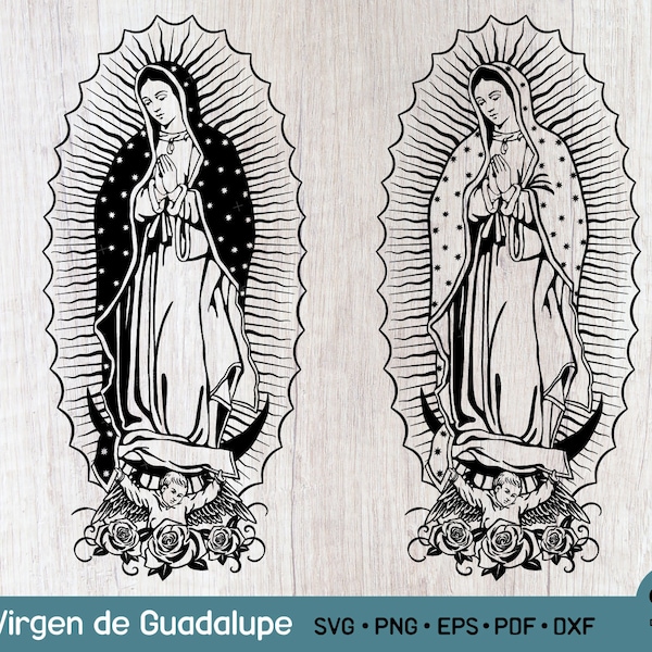 Virgen de Guadalupe SVG PNG-Datei, Jungfrau Maria Schmuck, Mutter Maria Schmuck, Dame von Guadalupe, Jungfrau von Mexiko Digitale Flie für Cricut 2 Design