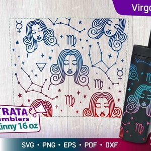 Maagd - Zodiac - Horoscoop Svg voor Strata Skinny Tumblers 16 oz, Zodiac Sign Svg, Constellation Svg voor Stratum Cup 16 oz