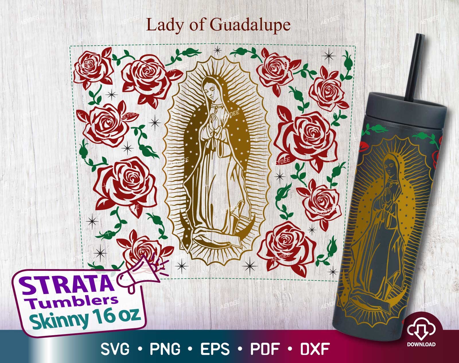 GUADALUPE 壁掛け マリア 14K Gold Virgin Mary Ring With CZ Gems, Real 14K Tri Tone