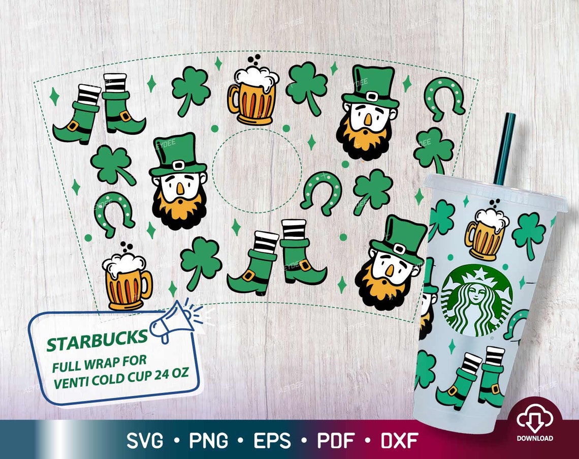 Saint Patricks Day Starbucks Cup Svg Lucky St. Patricks Day Etsy