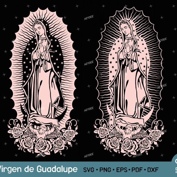 Virgen de Guadalupe SVG PNG File, Virgin of Mexico Svg, Mother Mary Svg, Lady of Guadalupe Svg Cut file for Cricut Png Sublimation 2 Design