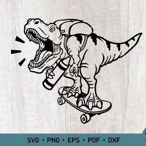 Kindergarten T-Rex on Skateboard, Pre K Dinosaur Skateboarding, T-Rex Back To School Svg, Rawr T Rex SVG PNG Silhouette Cut File